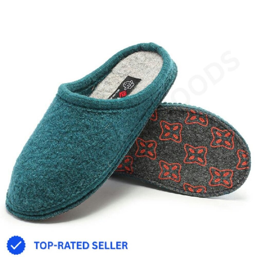 Boiled Wool Mule Slippers Classic German Style Arch Support Indoor Outdoor